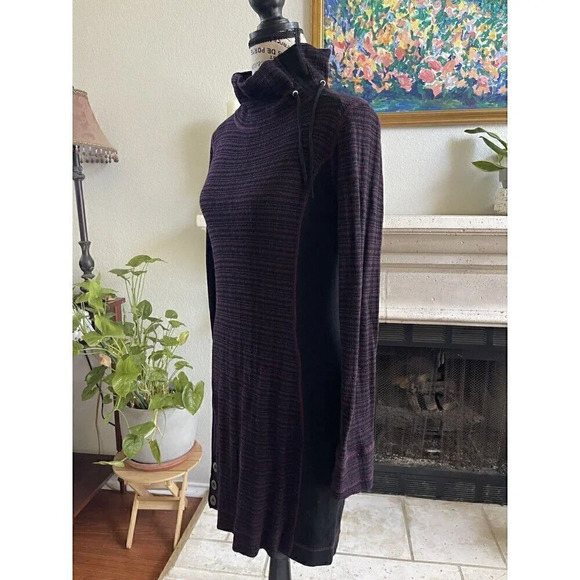 Prana Kelland Wool Blend Plum Burgundy Stripe Sweater Knit Long Sleeves Medium - Picture 4 of 12